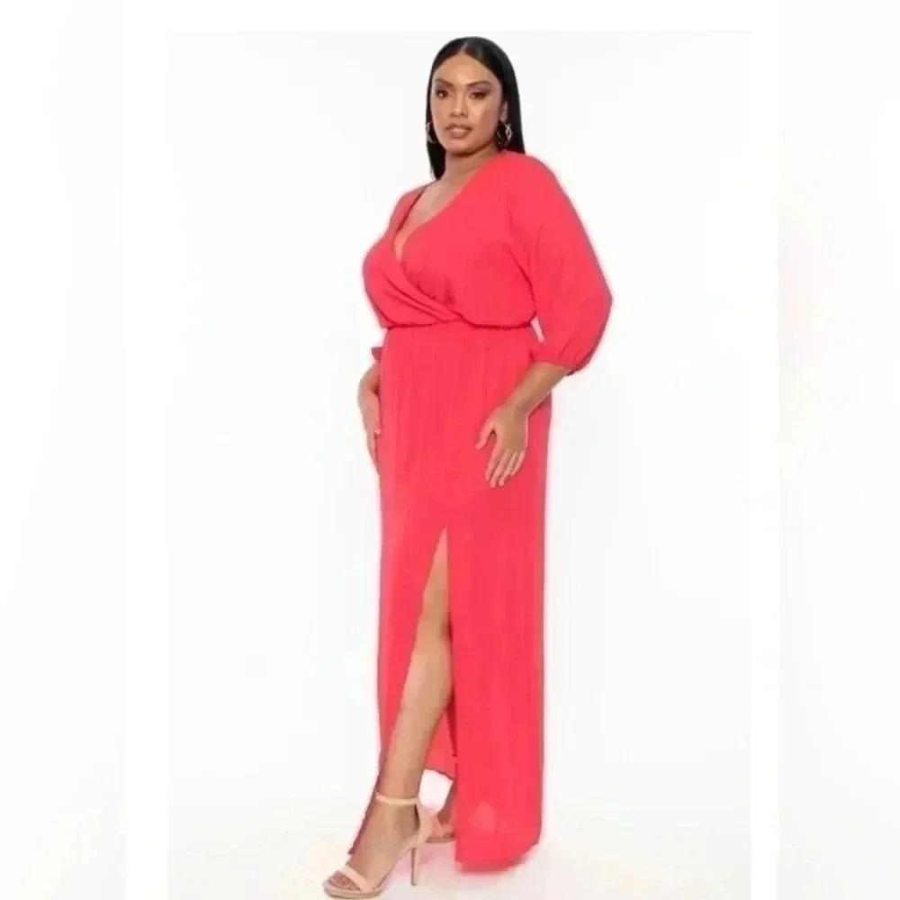 CURVY SENSE SUBRINA OPEN BACK  SHEER DRESS SIZE 1X